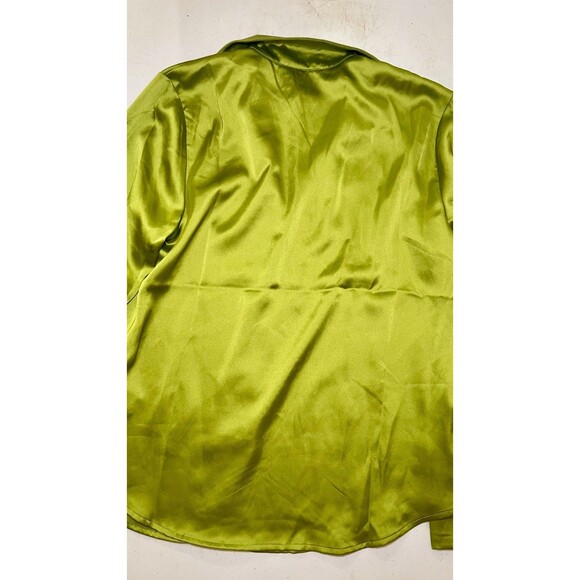 Rachel Zoe Lime Green Satin Button Down Blouse – Size L (NWT) - Picture 8 of 12